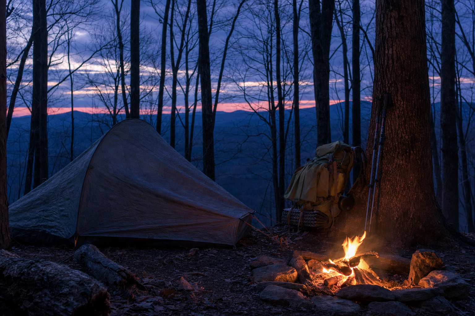 2026 Expedition — wilderness campsite at dusk